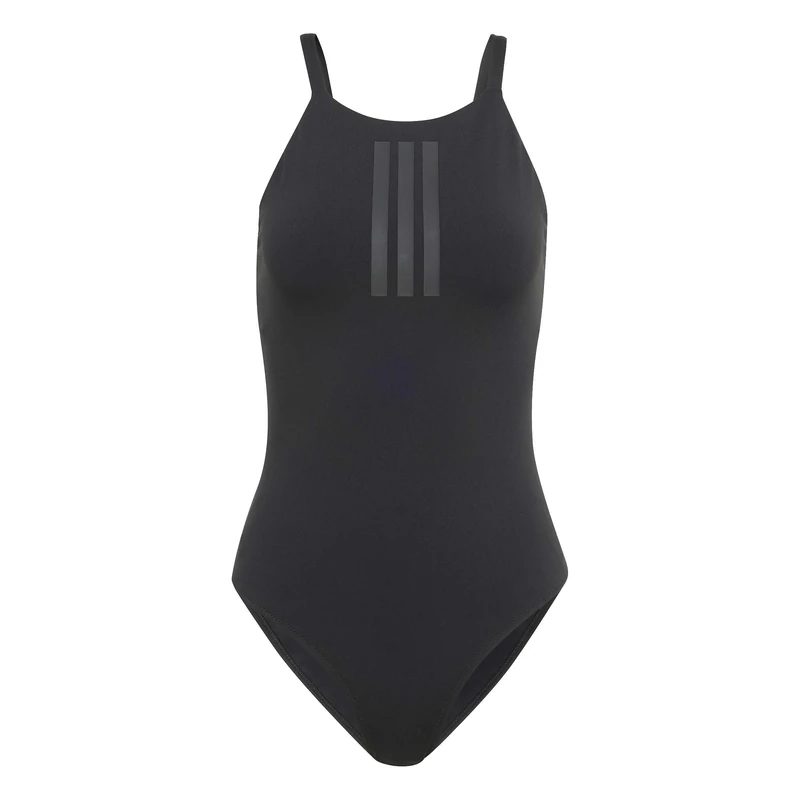 adidas Women's 3-Stripes High Neck 2-Way Straps Peachsoft Swimsuit Swimwear, Black, 40"
