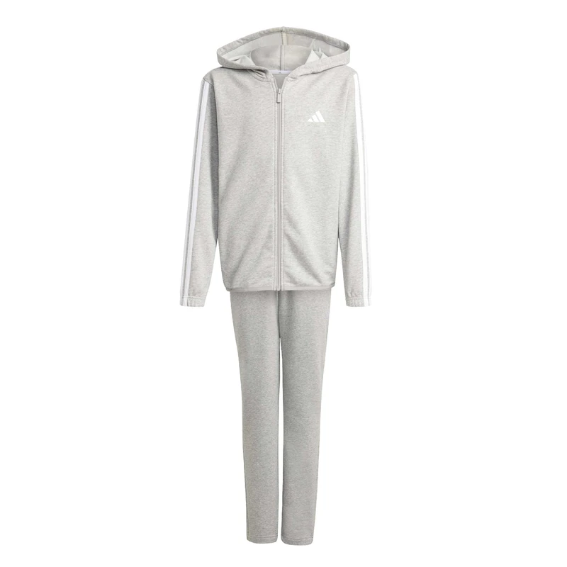 adidas Unisex Kids ESSENTIALS 3 STRIPES TRACKSUIT, medium grey heather/white, 11-12 Years