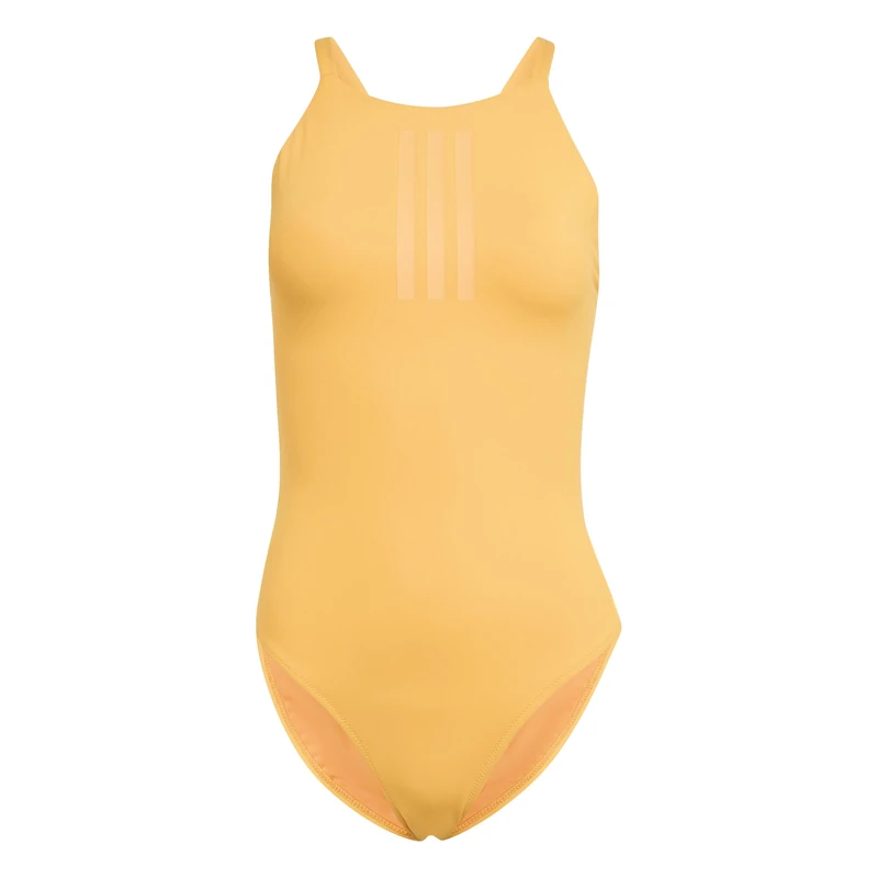 adidas Women's 3-Stripes HIGH Neck 2-Way Straps PEACHSOFT Swimsuit, Pure Tangerine, 44