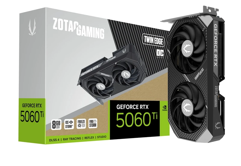 ZOTAC Gaming GeForce RTX 5060 Ti 8GB Twin Edge OC DLSS 4 8GB GDDR7 128-bit 28Gbps PCIE 5.0 Gaming Graphics Card, IceStorm 2.0 Cooling, SFF Ready, ZT-B50610H-10M