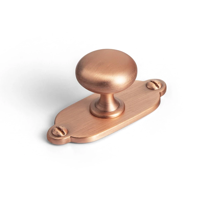Goo-Ki Brushed Copper Zinc Alloy Cabinet Knob with Backplate - Single Hole Center Cabinet Pull Hardware for Bedroom, Kitchen, 12 Pack（8611-G013）