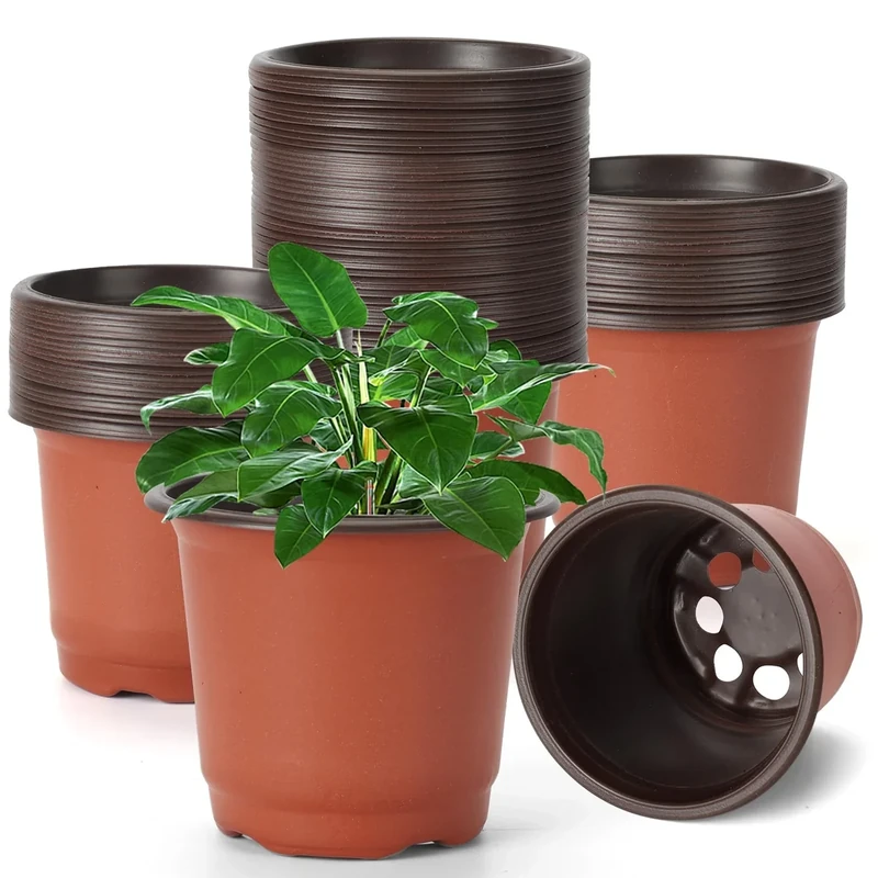 Stormshopping 60 Pcs Plant Nursery Pots, 6 Inch/15 cm Small Plant Seedling Pots with Labels Plastic Plant Flower Pots with Drainage Holes Indoor Outdoor for Succulent Cutting Transplanting