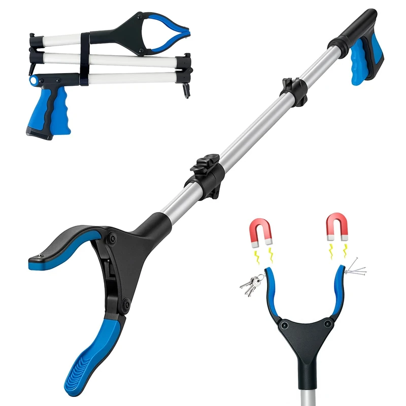 91cm/36” Litter Picker Grabber Stick with Magnetic Head, Ergonomic Handle & 360° Rotation, Folding Design for Easy Storage – Grabbers for Disabled & Adults (48 Inch)