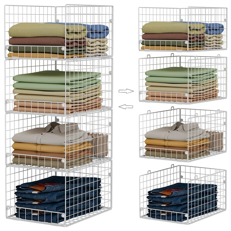 Yociyoga Foldable Stackable Closet Organizer Basket 15.7x11.8x8.66"