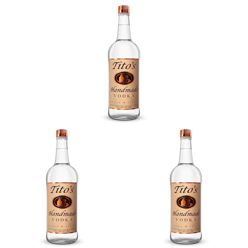 Tito's Handmade Vodka (70cl / 700ml Bottle - 40% Alcohol) - Premium Alcohol Brand, Certified Gluten-Free Spirit Distilled in Batches, Simple and Smooth with a Slightly Sweet Finish (Pack of 3)