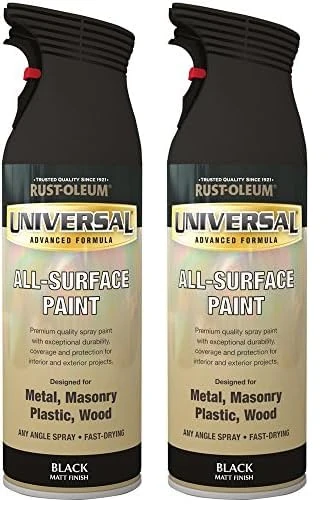 Rust-Oleum AE0160005E8 400ml Universal Spray Paint-Flat Black, 400 ml (Pack of 2)