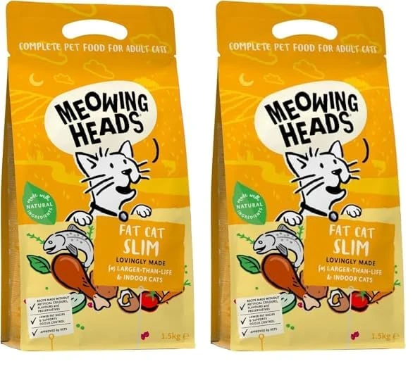 Meowing Heads Complete Dry Cat Food 1.5kg - Fat Cat Slim - Vet Approved (Pack of 2)