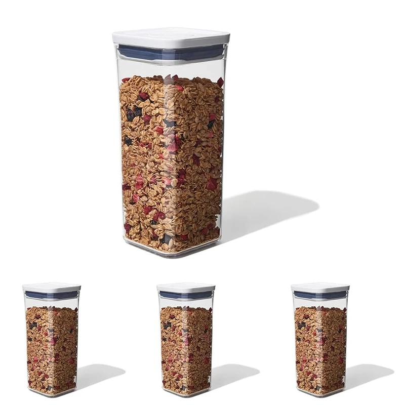 OXO Good Grips POP Containter - Small Square Medium 1.6 Litre, White (Pack of 4)