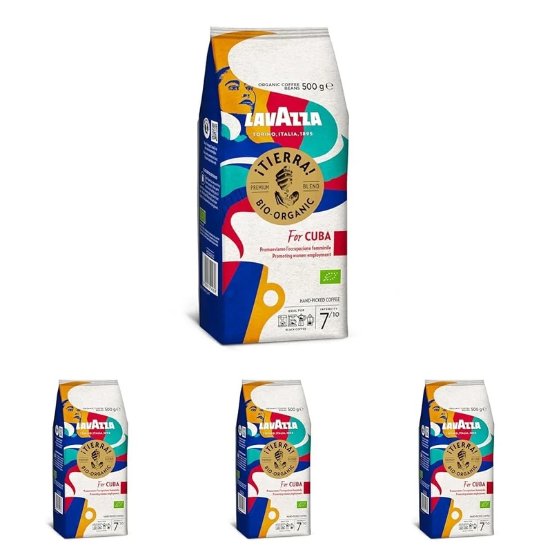 Lavazza, iTierra! For Cuba, Organic Coffee Beans, Ideal for Espresso Coffee Machines, with Aromatic Notes of Chocolate and Dried Fruits, Arabica and Robusta, Intensity 7/10, Medium Roasting, 500 g