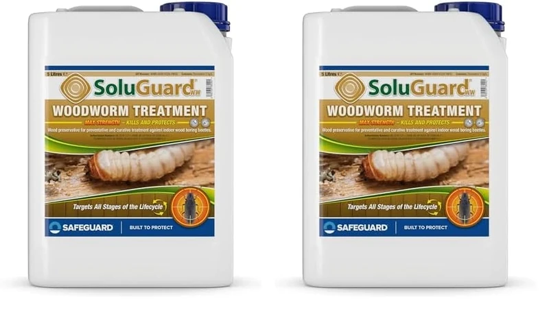 Soluguard Woodworm Treatment - Ready For Use High Strength Woodworm Killer Spray (5 Litre, Clear) (Pack of 2)