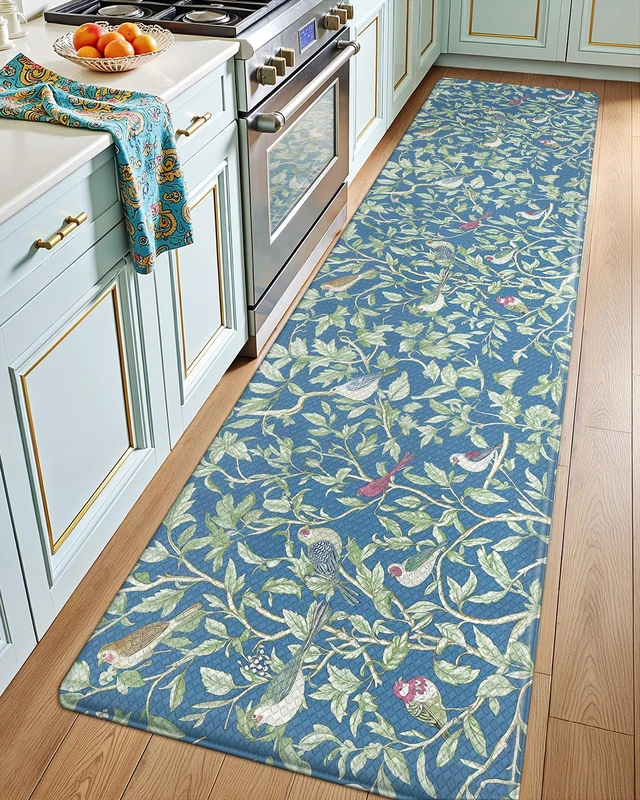 LUMI Anti Fatigue Kitchen Cushioned Mat for Floor, Ultra Soft Non-Slip Waterproof Runner for Standing, Stain Resistant PVC Comfort Rugs for Home, Office, Sink, Laundry, 24x87