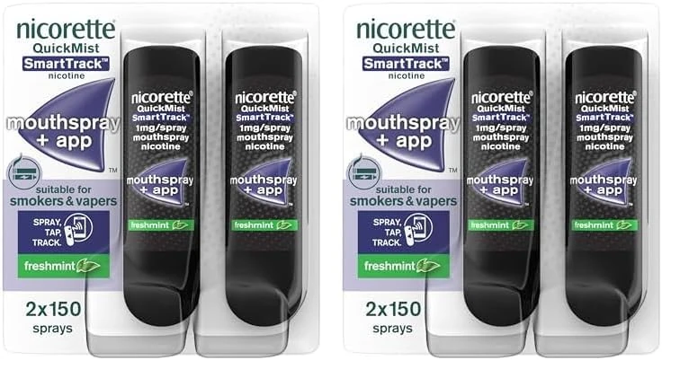 Nicorette® QuickMist SmartTrack 1mg/Spray Mouthspray Nicotine Freshmint 2 x 150 Spray (Pack of 2)