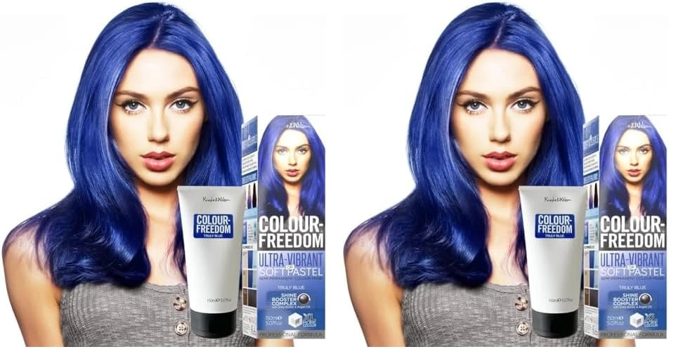 Knight & Wilson Colour-Freedom 150ml Truly Blue Semi-Permanent Hair Colour - Ultra-Vibrant Vegan Friendly Colour Mask with Shine Booster Complex - Ammonia Free Colour Lasts Up To 6-10 Washes