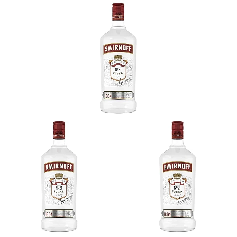 Smirnoff No. 21 Vodka | 37.5% vol | 1.5L | Triple Distilled & 10 x Filtered | Premium Vodka Made in Great Britain | Smooth with a Hint of Sweetness & Pepper (Pack of 3)