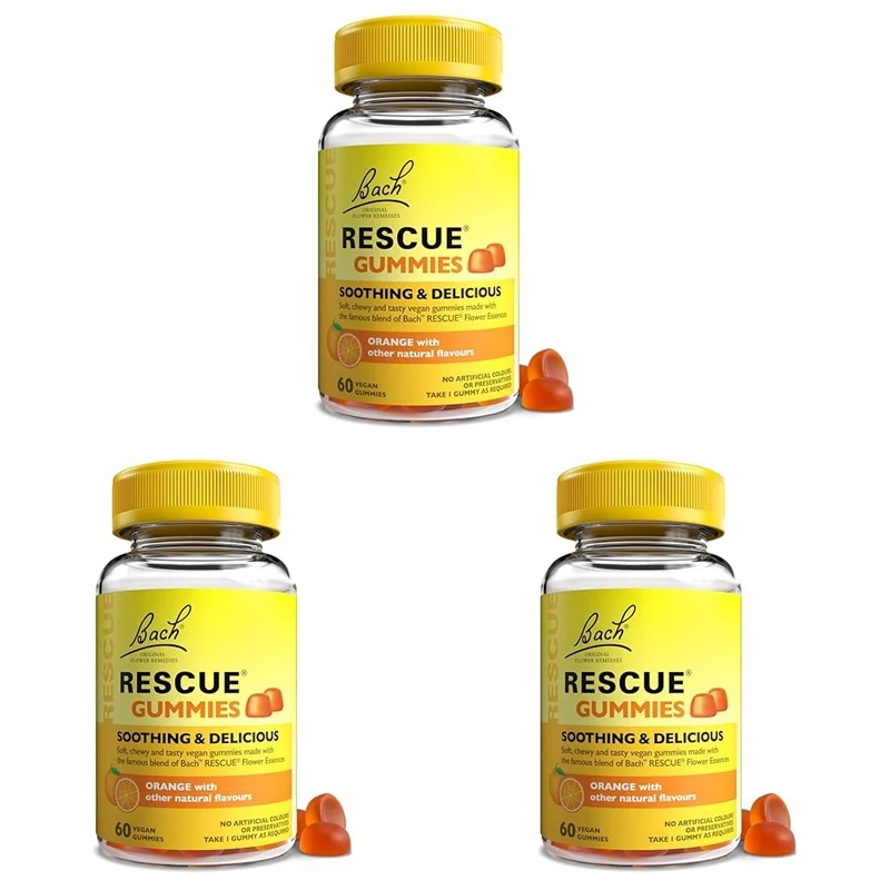 Rescue Remedy Orange Gummies (180 Pack), Natural Flower Essences for Balanced Days, Easy to Take, Vegan, Soothing and Delicious, Suitable for The Whole Family, Orange Flavour