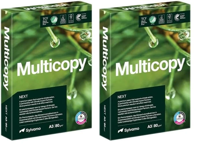 Multicopy Zero A3 Paper, 80gsm, 500 Sheets, Pack of 2
