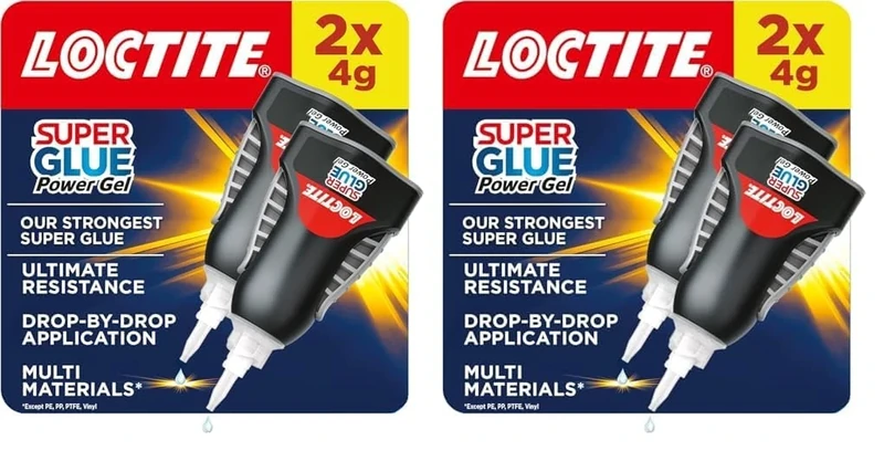 Loctite Super Glue Power Gel, Flexible Super Glue Gel, Superglue with Non-Drip Formula for Vertical Applications, Clear Glue with Precise Nozzle, 2x4g (Pack of 2)