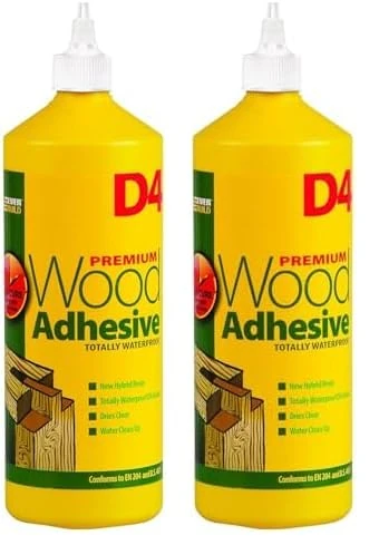 Everbuild D4 Premium Wood Adhesive | Industrial Grade Wood Ahesive, Based on Hybrid Resin Technology - Suitable for General Wood Working - White - 1 Litre (Pack of 2)