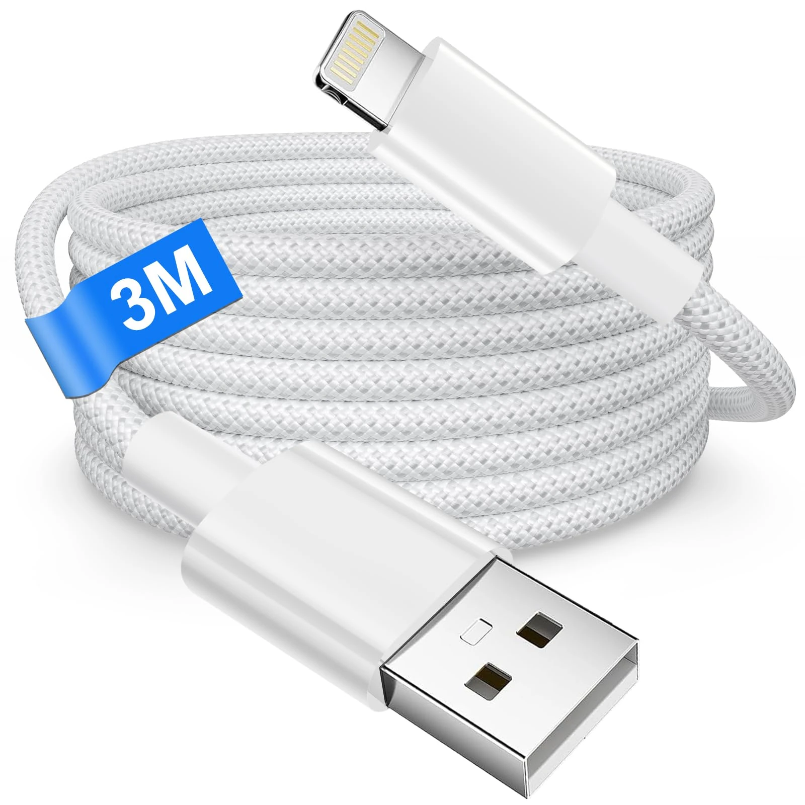 iPhone Charger Cable 3M [MFi Certified], USB to Lightning Cable for Apple iPhone 14 Pro Max 13 12 Mini 11 XS X SE 8 7 6 iPad, Long Nylon Braided iPhone cable Fast Charging cable Apple Lead Wire