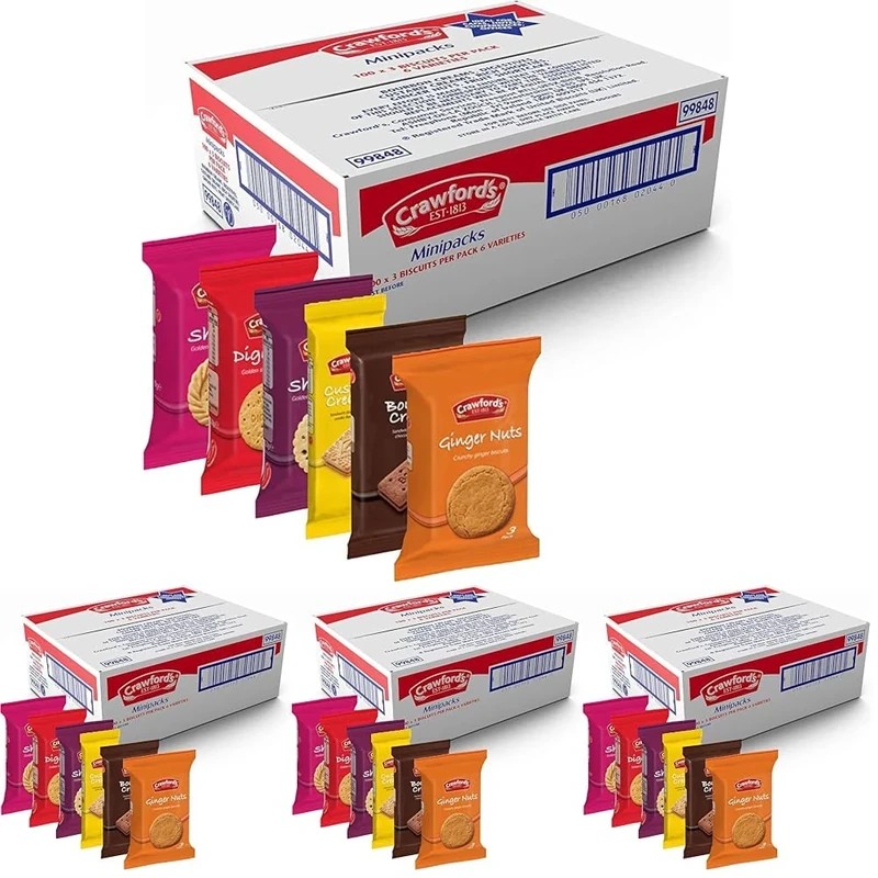 Crawford's Assorted Mini Biscuit Packs, 6 Classic Varieties, Individually Wrapped, 30 g (Pack of 400)