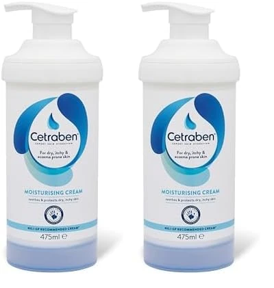 Cetraben Moisturising Cream, For Dry, Itchy, Sensitive & Eczema-Prone Skin, Soothe, Moisturise, Hydrate, & Protect, Dermatological Moisturiser,Daily Use on the Body, Fragrance Free, 1 x 475ml