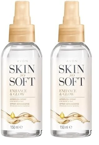 Avon Skin So Soft Enhance & Glow Airbrush Tanning Spray 150ml, Sun-Kissed Glow, Quick Drying, Easy to Use, Cruelty Free (Pack of 2)
