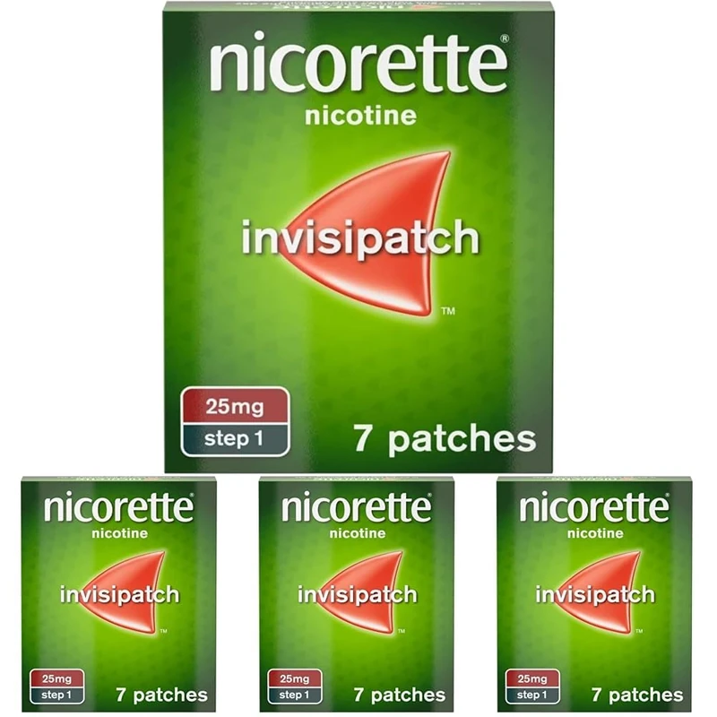 Nicorette InvisiPatch, Step 1, 25 mg, 7 Nicotine Patches (Quit Smoking & Stop Smoking Aid) (Pack of 4)