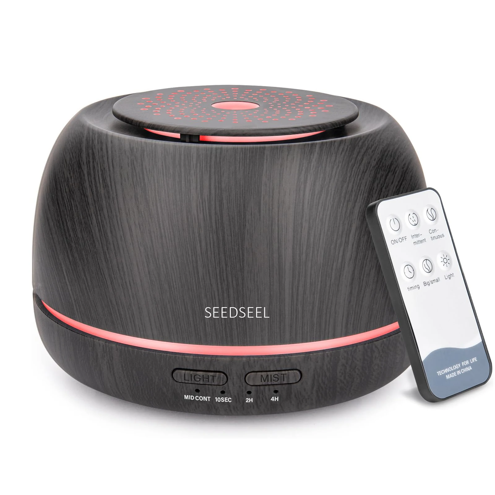 SEEDSEEL 300ML Essential Oil Diffuser,Ultrasonic Aromatherapy Diffuser, Remote Control,7-Color Gradient Lights,8 Hours Run Time, Suitable for Home,Office