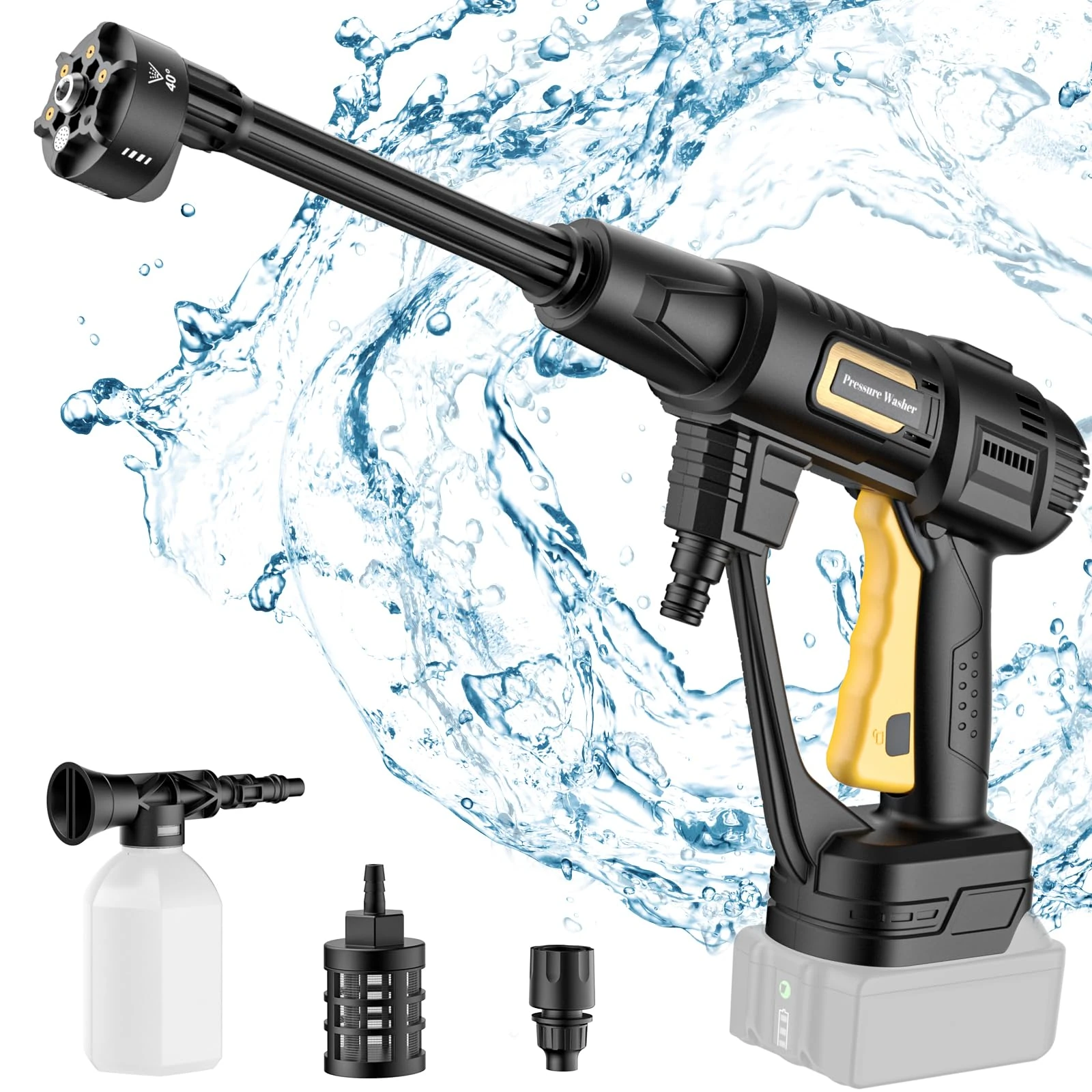 Nananuu Cordless Pressure Washer Compatible with Makita 18V/21V (No Batteries), High-Flow Cordless/Portable/Battery Jet Wash/Hawk, 6-in-1 Multi-Spray Nozzle Power Washer with 5m Hose, for Garden, Car