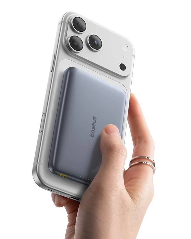 Baseus Picogo Power Bank, Ultra Slim 10000mAh Magsafe Powerbank Qi2 Certified, 15W Wireless Charging, PD 27W, Mini Wireless Magnetic Battery Pack with USB C Cable for iPhone 17 Air/16/15/14/13, Grey