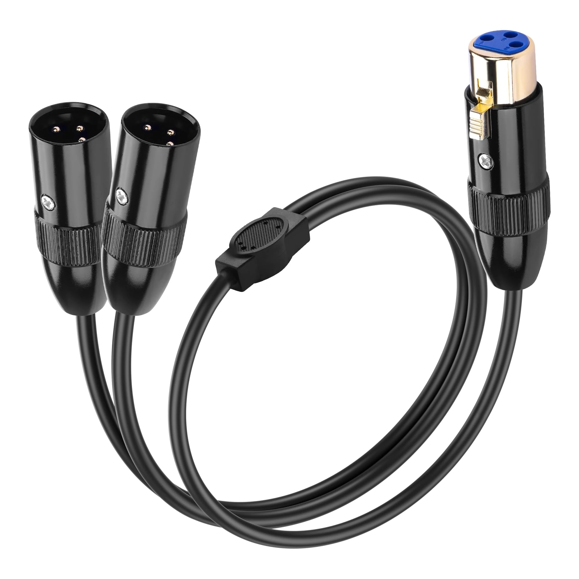 SinLoon 3Pin XLR Splitter Cable XLR 1 Male to 2 Female Balanced Audio Cable for Home Studio Recorder Amplifier Mixing Desk Speaker Professional Recording Live Stage (1 female and 2 males)