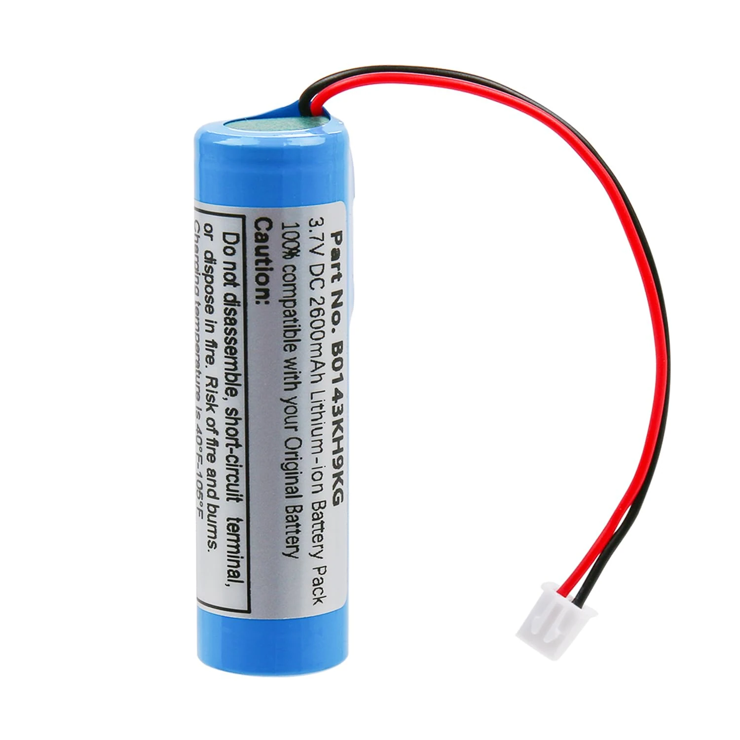 3.7V 2600mAh Rechargeable Lithium-ion Battery with XH2.54/2P Connector for DIY Electronics, Toys, Lighting, Bluetooth Devices