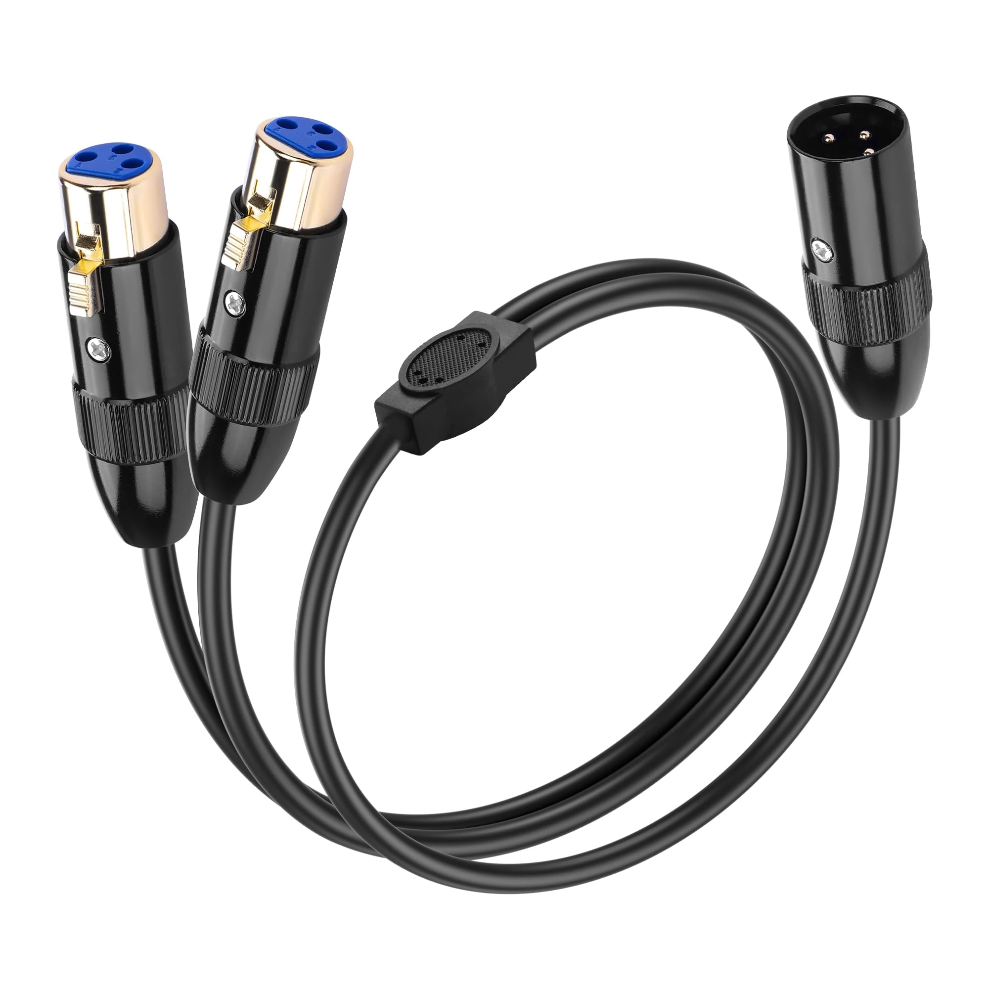 SinLoon 3Pin XLR Splitter Cable XLR 1 Male to 2 Female Balanced Audio Cable for Home Studio Recorder Amplifier Mixing Desk Speaker Professional Recording Live Stage (1 male and 2 female)