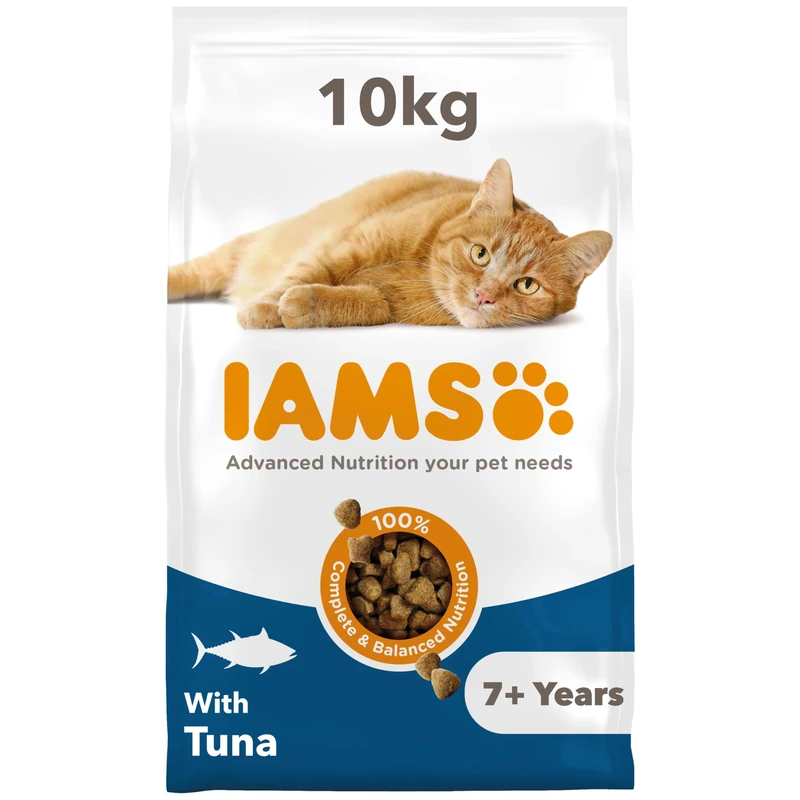 IAMS Senior Complete Dry Cat Food Tuna 10kg - Supports Heart Health