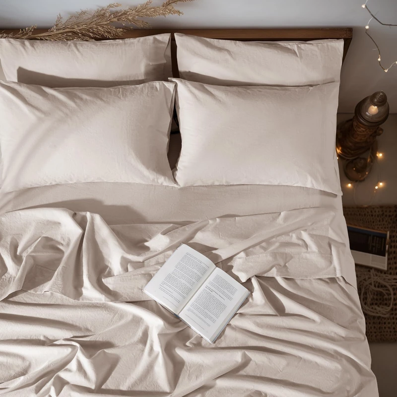 LBRO2M 100% Pure Linen Sheet Set Deep Pocket Up to 16" Bed Sheets Sets, Natural Flax Beddings Soft, Breathable, Comfortable for All Seasons 6 Pcs Sheet Set King Size, Linen