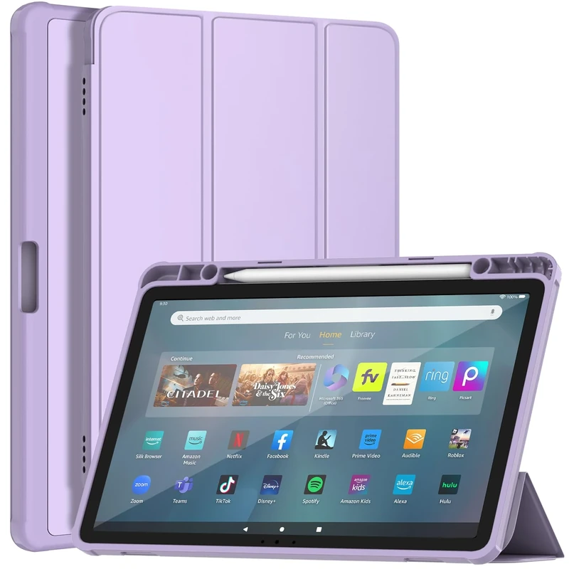 Smart Trifold Stand with Soft TPU Case, Compatible with iPad TCL- Soft Purple