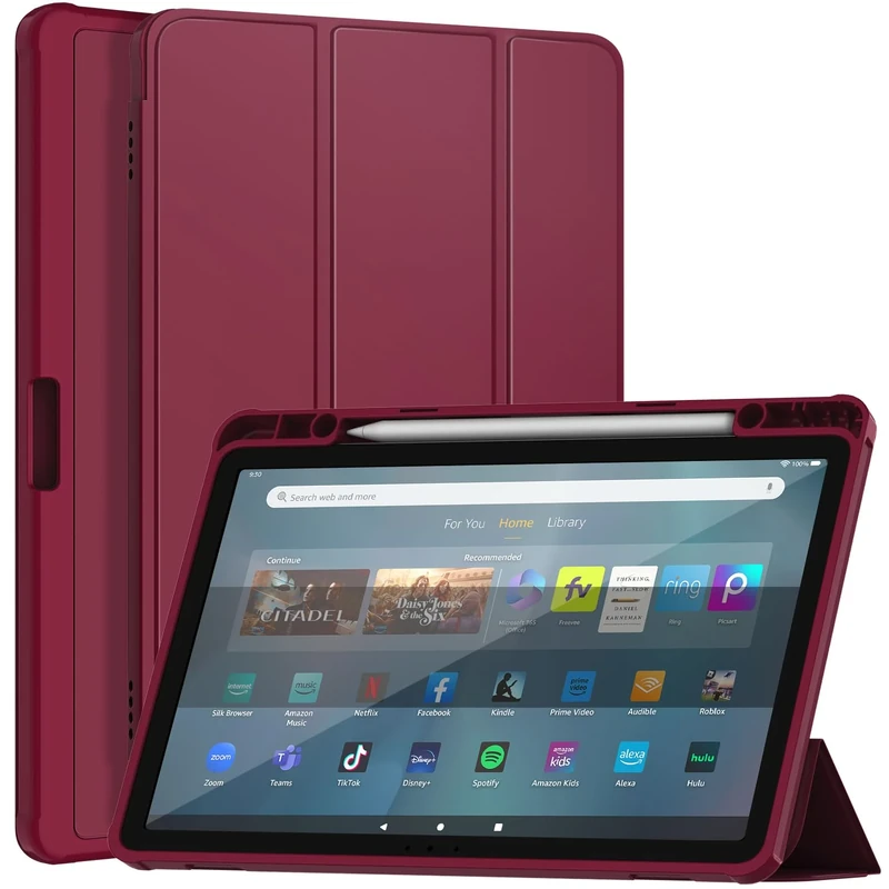 Sonlaryin Smart Trifold Stand with Auto Wake/Sleep, Incompatible with iPad - RED