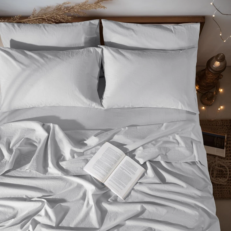 LBRO2M 100% Pure Linen Sheet Set Deep Pocket Up to 16" Bed Sheets Sets, Natural Flax Beddings Soft, Breathable, Comfortable for All Seasons 6 Pcs Sheet Set King Size, Grey