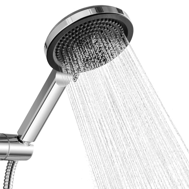DERW Shower Head with 4 Spray Modes, High Pressure Handheld Showerhead with Anti-Clog Nozzles, Water-Saving Design, Stylish Finish, Fit for Long-Term Use in Home Bathrooms