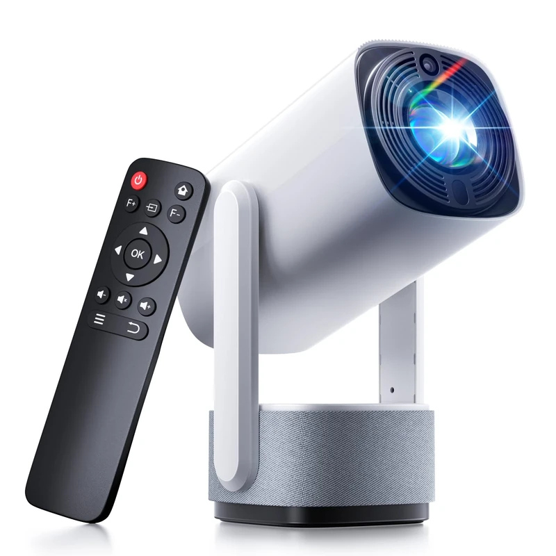 Mini Projector with Wifi and Bluetooth 4K Support - SOOMFON Portable Smart TV Projector for Bedroom with 6W Speaker 270° Rotatable 260 Lumens Auto Keystone, Compatible with iOS/Android/TV Stick/HDMI
