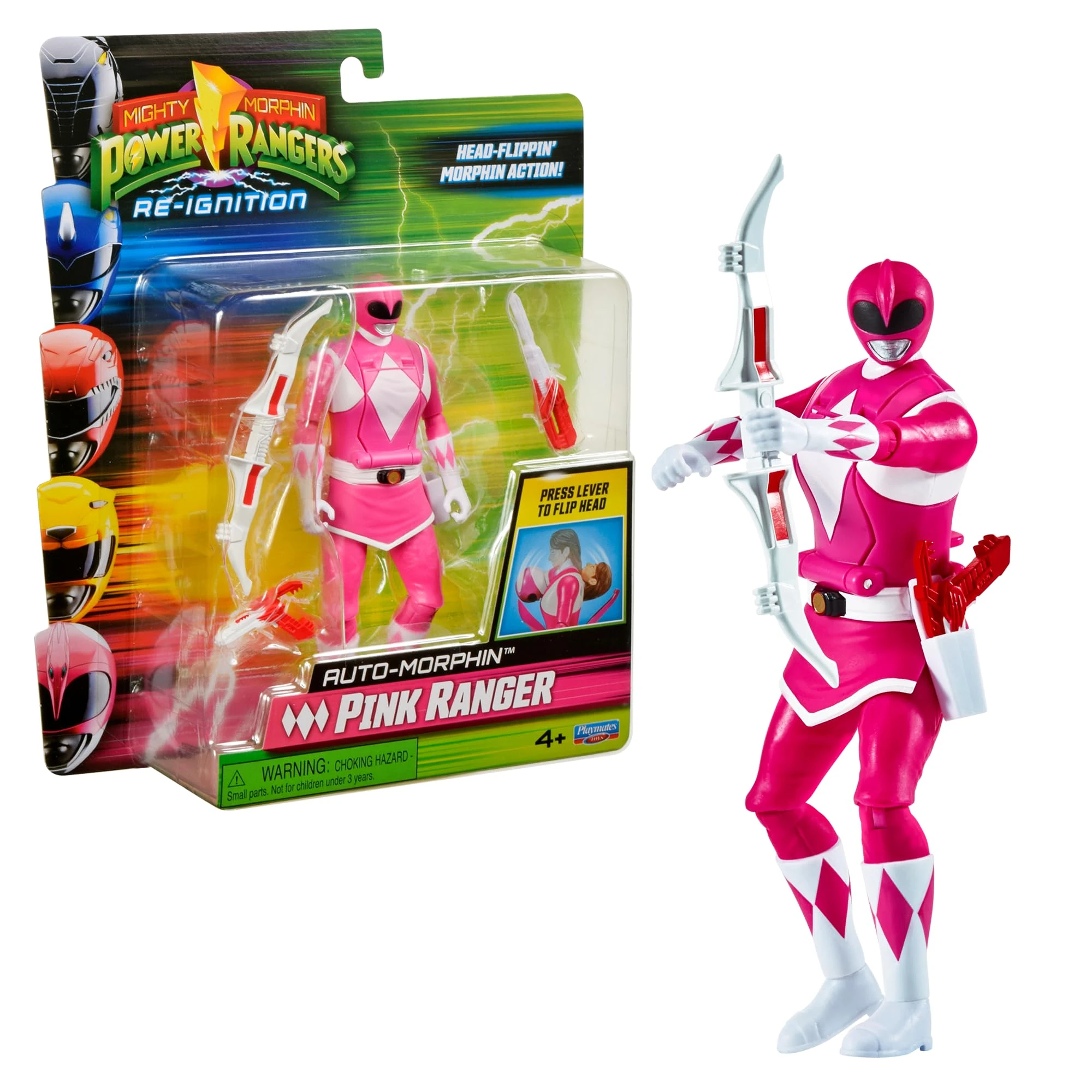 Power Rangers - Auto-Morphin, 2-in-1 Articulated Figure, 15 cm, Ranger Pink - Kim, for Children from 4 Years, PWG075