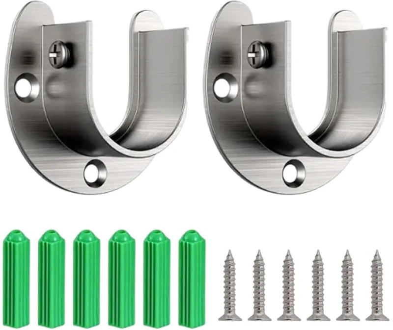GZSYWZ 2-Pack Stainless Steel Closet Rod Bracket - U Shaped Flange