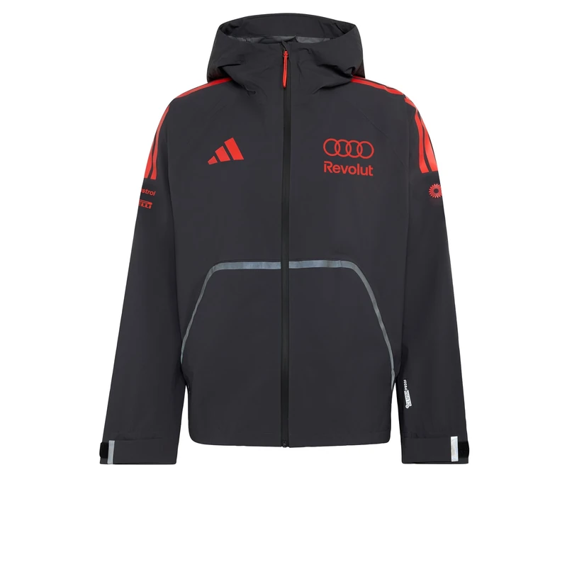 adidas Men's AUDI FORMULA ONE TEAM MECHANICS RAIN JACKET, utility black/hi-res red, XXL