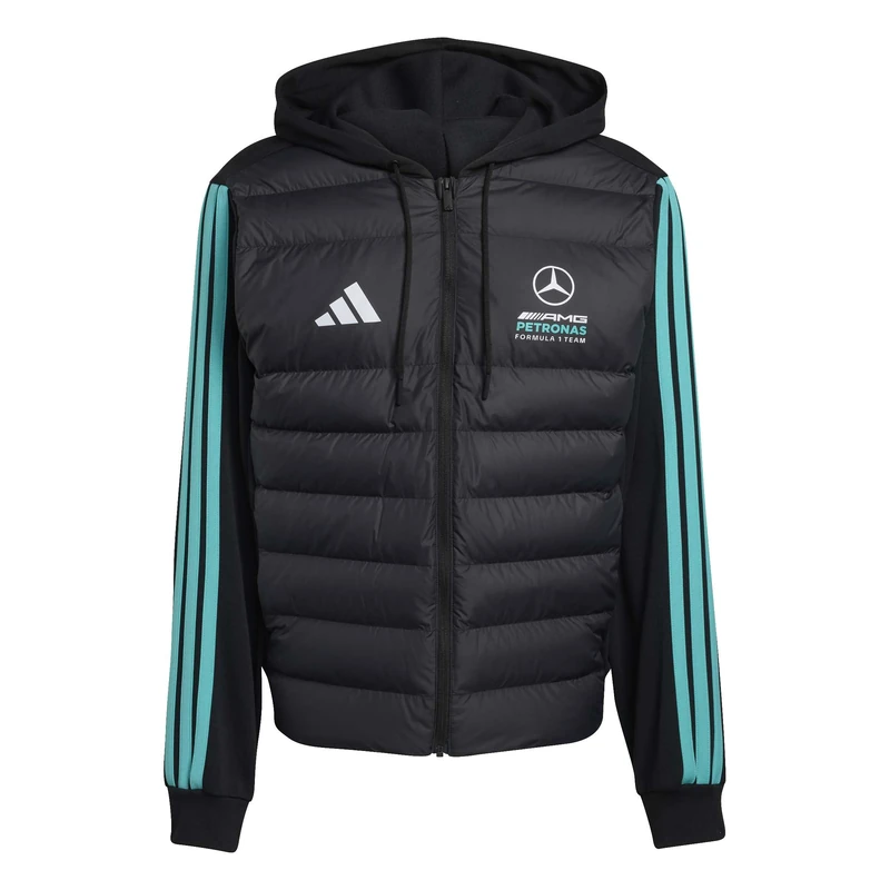 adidas Men's MERCEDES - AMG PETRONAS FORMULA 1 TEAM DNA PUFFER JACKET, black/semi mint rush, S