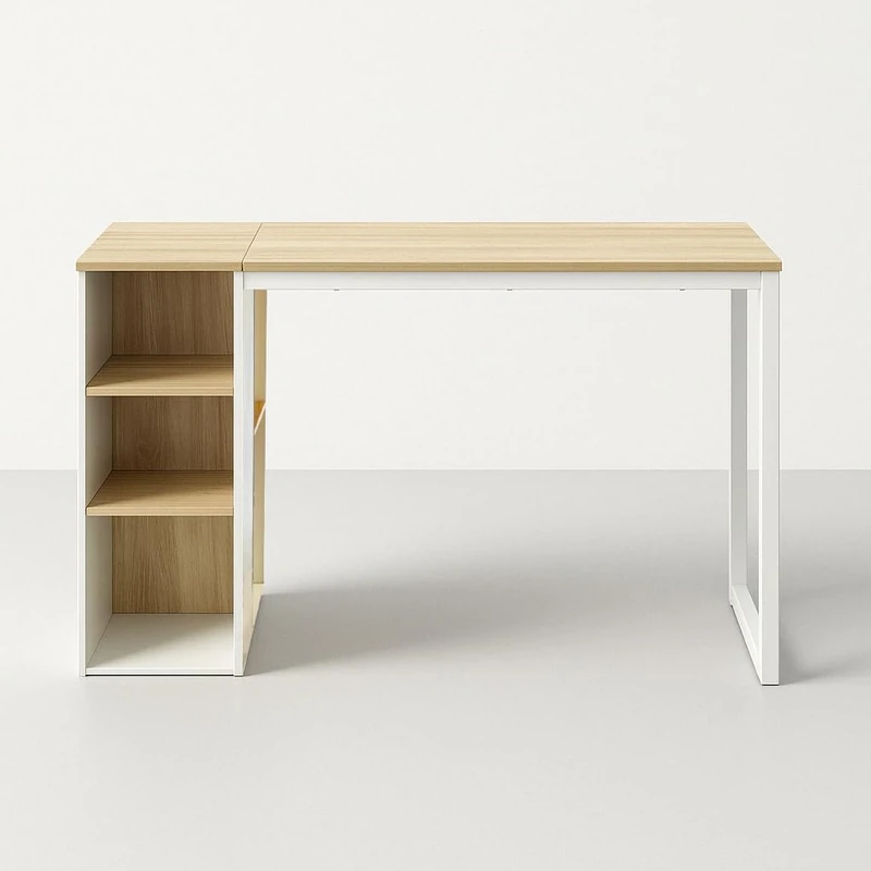 39F Furniture Dream Children’s Computer Workstation Desk with Storage Shelves Wooden-Effect Study Table with Metal Frame Study Desk for Schoolwork, Gaming 120 x 55 x 75 cm