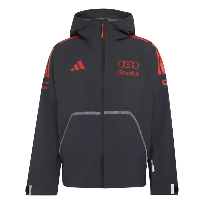 adidas Men's AUDI FORMULA ONE TEAM MECHANICS RAIN JACKET, utility black/hi-res red, M
