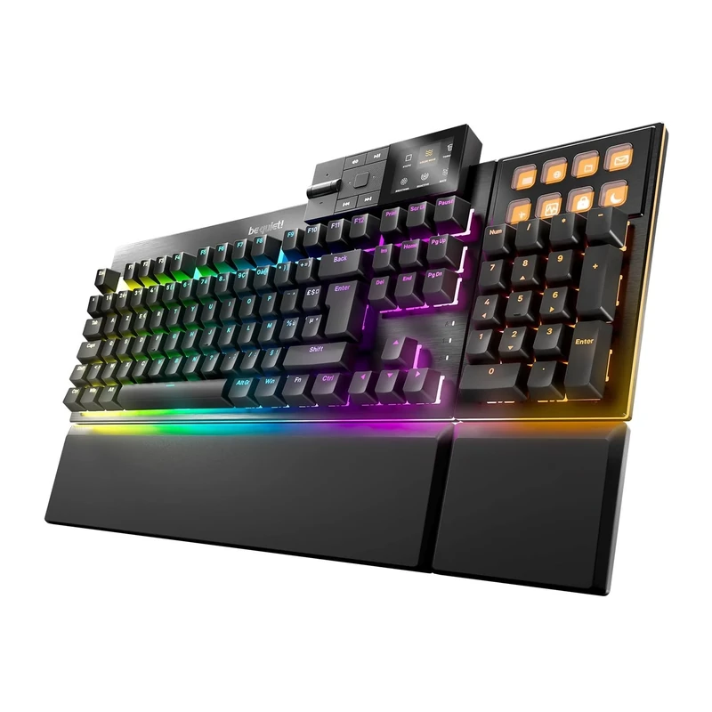 be quiet! Dark Mount Silent Tactile FR ISO Keyboard, 8 Display Keyboards, Media Dock, Hot-swap Enabled Numeric Keypad, Factory Lubricated Mechanical Keyboards, PBT Double Shot Keycaps, ARGB