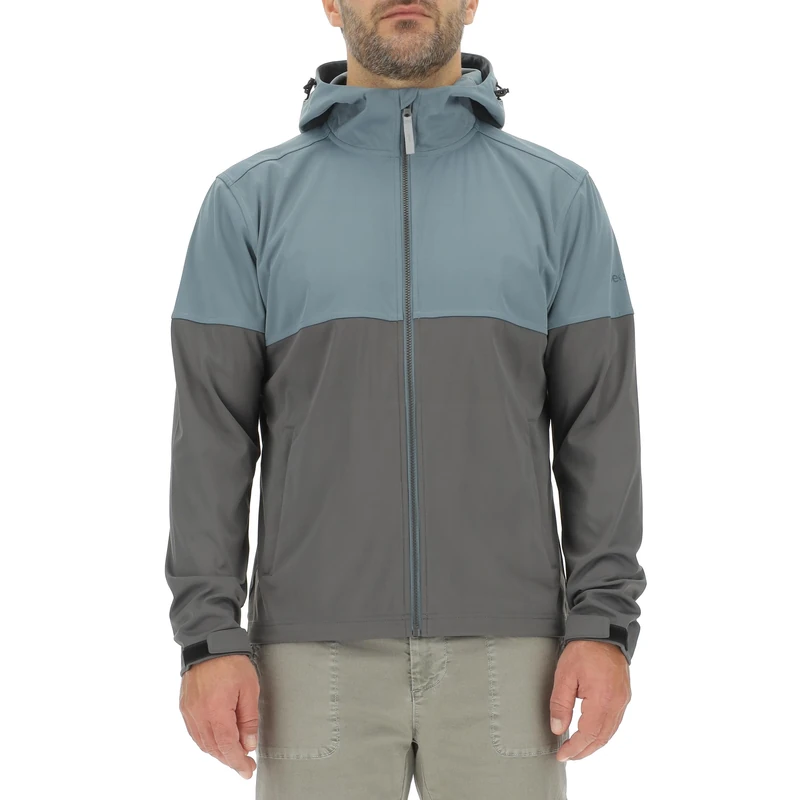 JEEP Mens Man Light Hooded Softshell Bicolor W/Zipped Pockets J24s Outdoor Jacket, Stormy Weather/DarkG, S EU