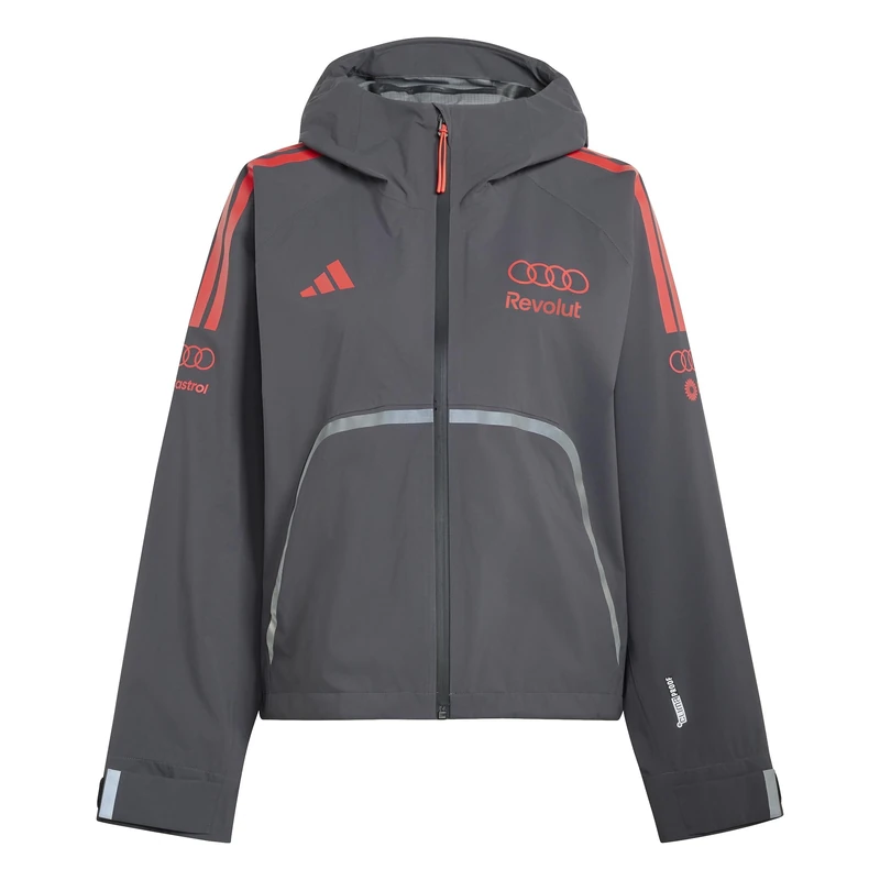 adidas Women's AUDI FORMULA ONE TEAM MECHANICS RAIN JACKET, utility black/hi-res red, XL