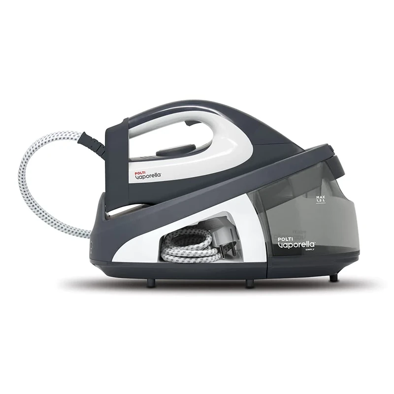 Polti Vaporella Simply VS10.12, steam generator iron with detachable 1.5 L water tank, max pump 6.5 bar, Eco function, Grey/white